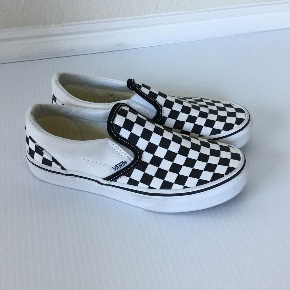 Vans Kids Checkerboard Slip-On Sneakers - Black & White